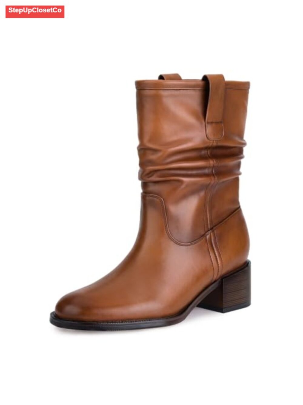 Western Cowboy Boots Women Fold Over Mid Calf Faux Leather